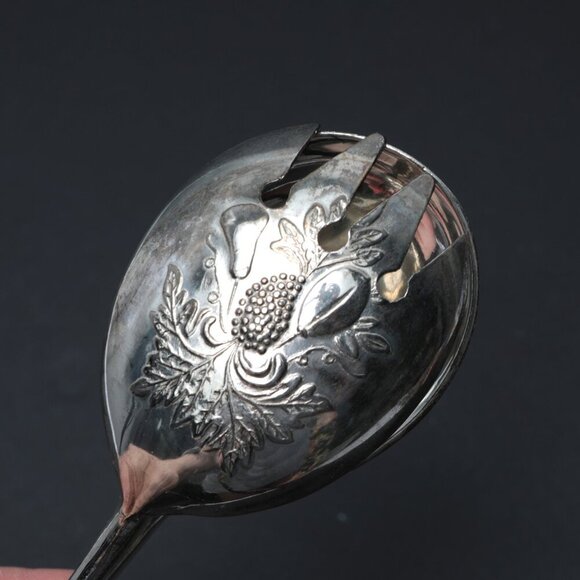 Vintage Silver Plate Salad Tongs Dinner Party Italy EP Zinc Retro Serve Ware MCM - Picture 11 of 12
